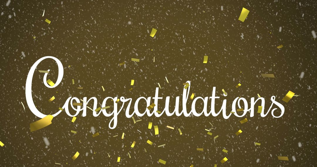 Congratulations Greeting with Gold Confetti on Green Background