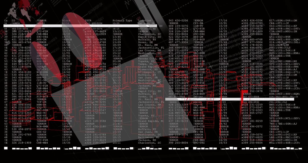 Digital Dashboard with 3D Network Showing Error Codes
