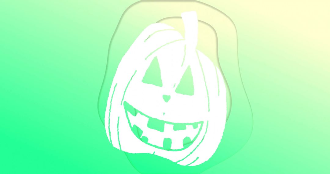 Stylized White Jack-O'-Lantern with Vibrant Gradient Background