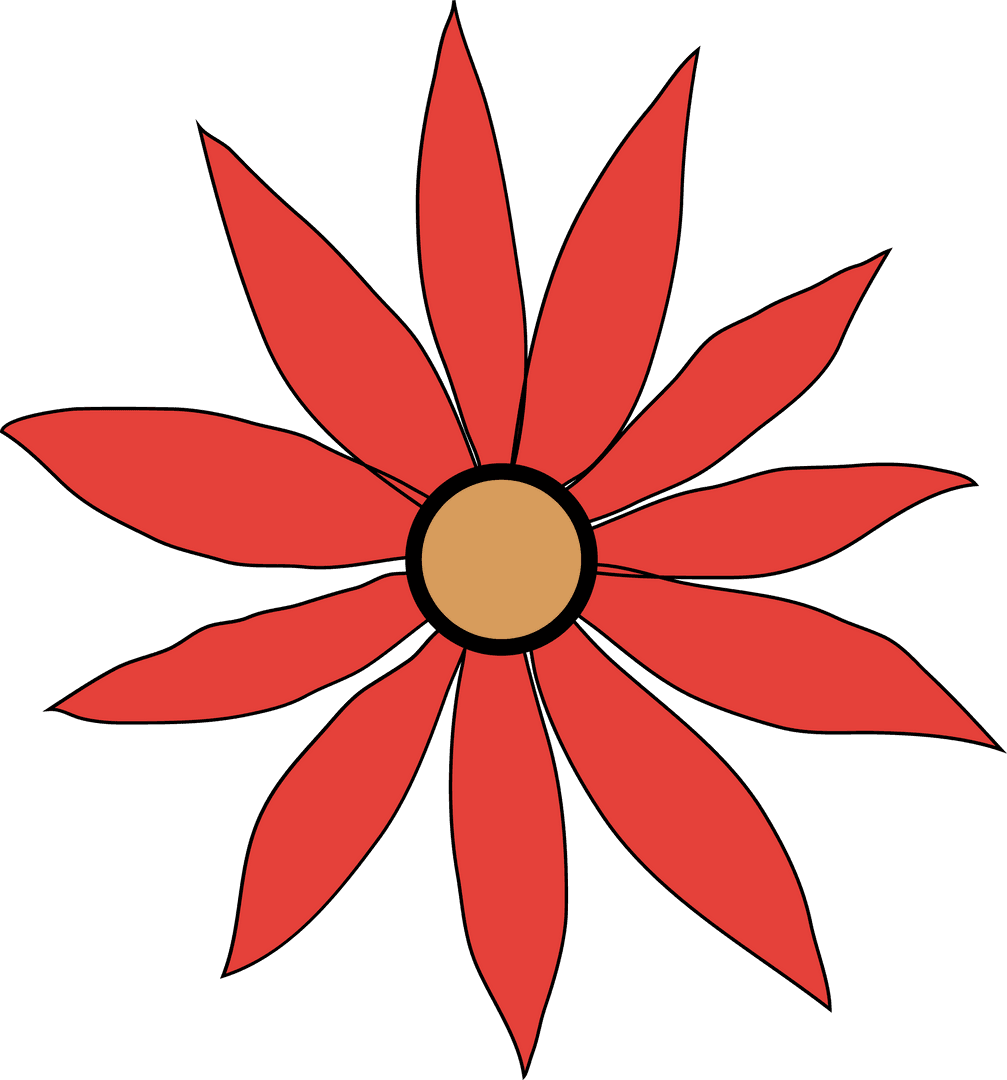 Vibrant Red Flower Illustration on Transparent Background