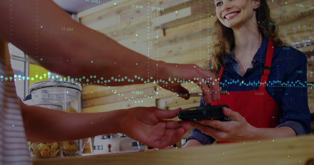 Digital Payment with Smartphone in Modern Cafe