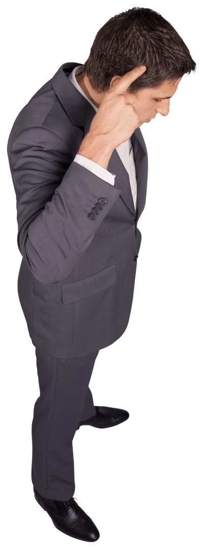 Confident Businessman Standing on Transparent Background in Suit