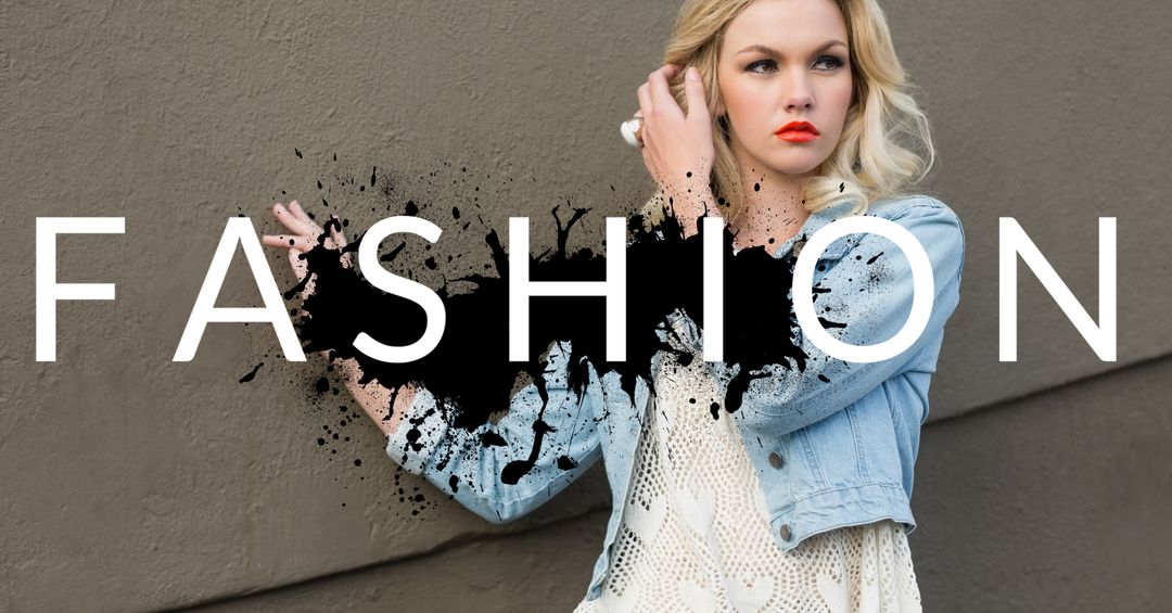 Chic Fashionista Posing with Stylish Edge in Denim and Knitwear