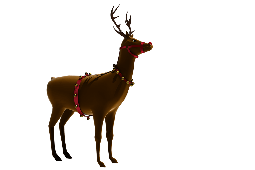 Transparent Digital Reindeer with Bells and Red Harness