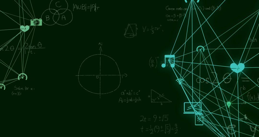Digital Media Network with Mathematical Equations on Chalkboard