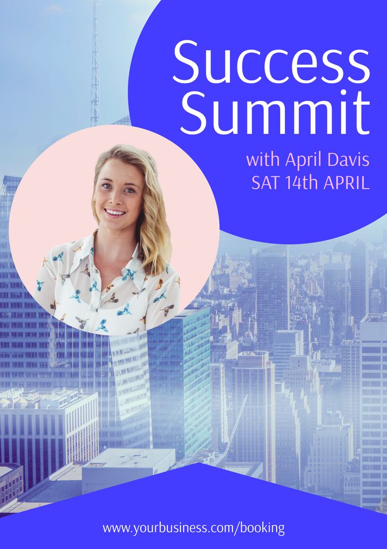 Success Summit Promotional Poster with Cityscape Background - Download Free Stock Templates Pikwizard.com