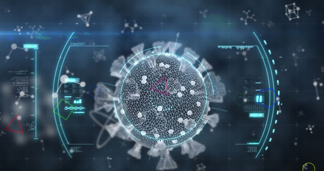 Digital Interface Displaying Virus Data and Molecular Structures