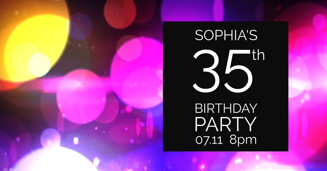 Colorful Birthday Celebration Invitation with Bokeh Lights