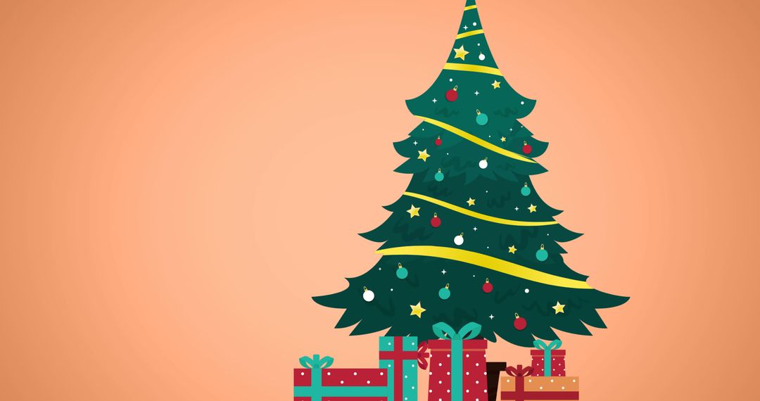 Digital Christmas Greetings with Decorated Tree