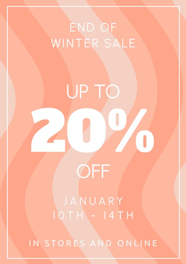 End of Winter Sale Poster with 20% Off on Wavy Peach Background - Download Free Stock Templates Pikwizard.com