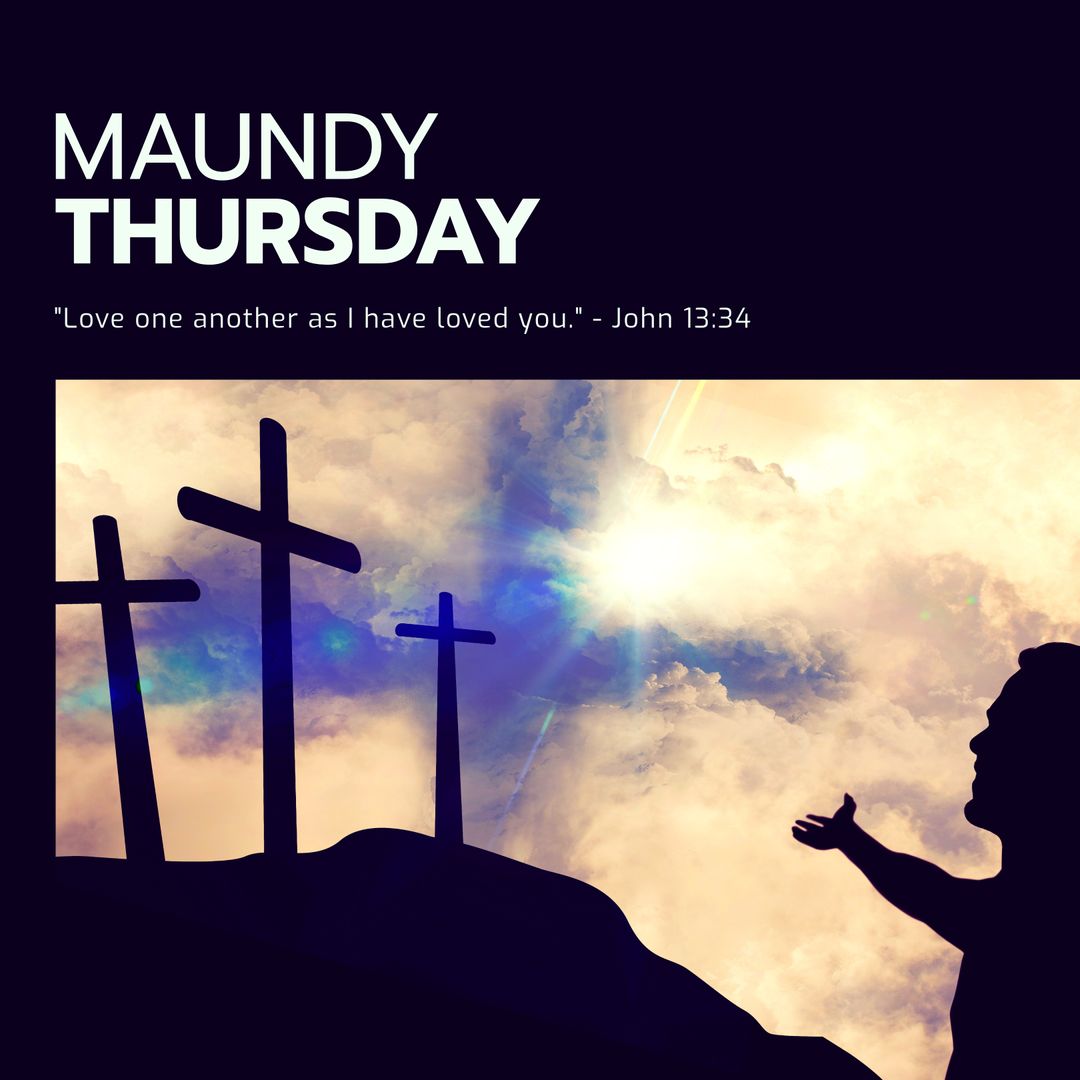 Maundy Thursday Celebration with Crosses and Man Silhouette - Download Free Stock Templates Pikwizard.com