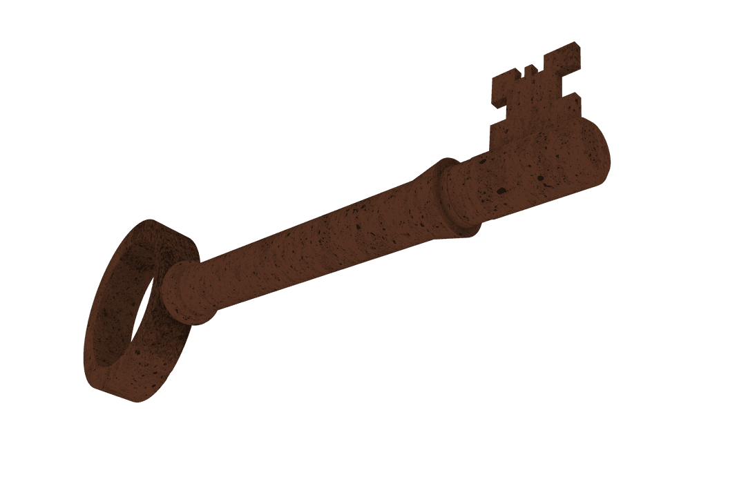 Brown Rusty Key on Transparent Background Icon