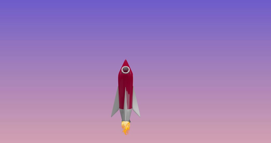 Flying Rocket against Colorful Gradient Background