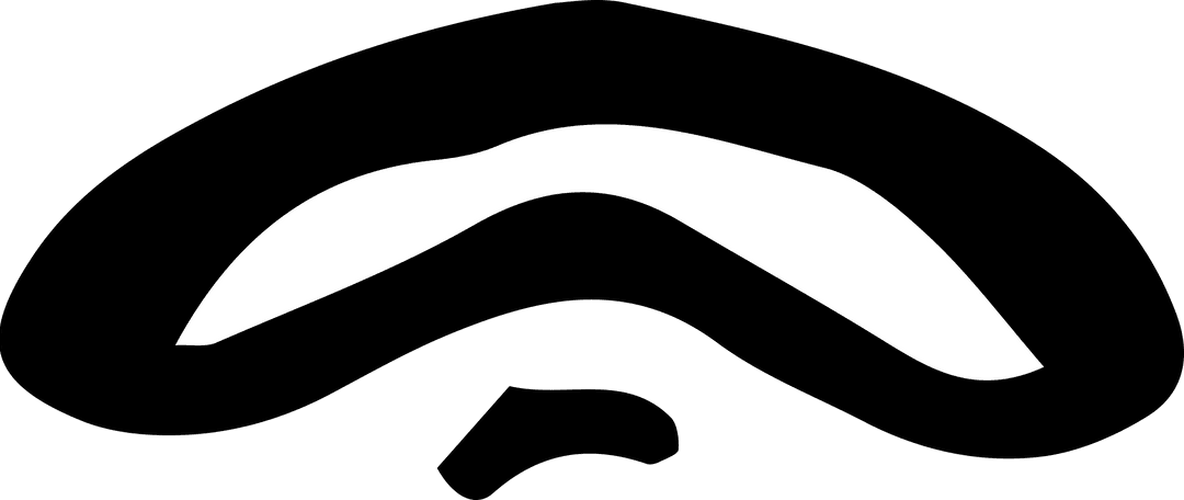 Abstract Black Shape with Curved Design on Transparent Background