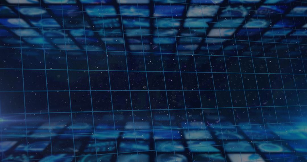 Futuristic Blue Digital Grid with Floating Interfaces