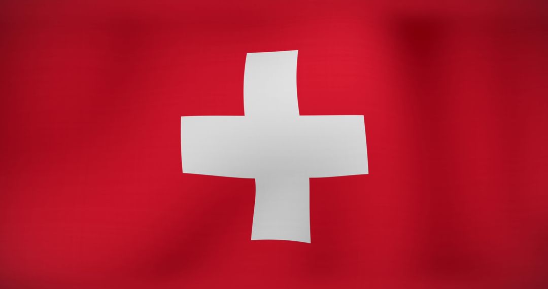 Switzerland National Flag Waving with Digital Data Concept Overlay