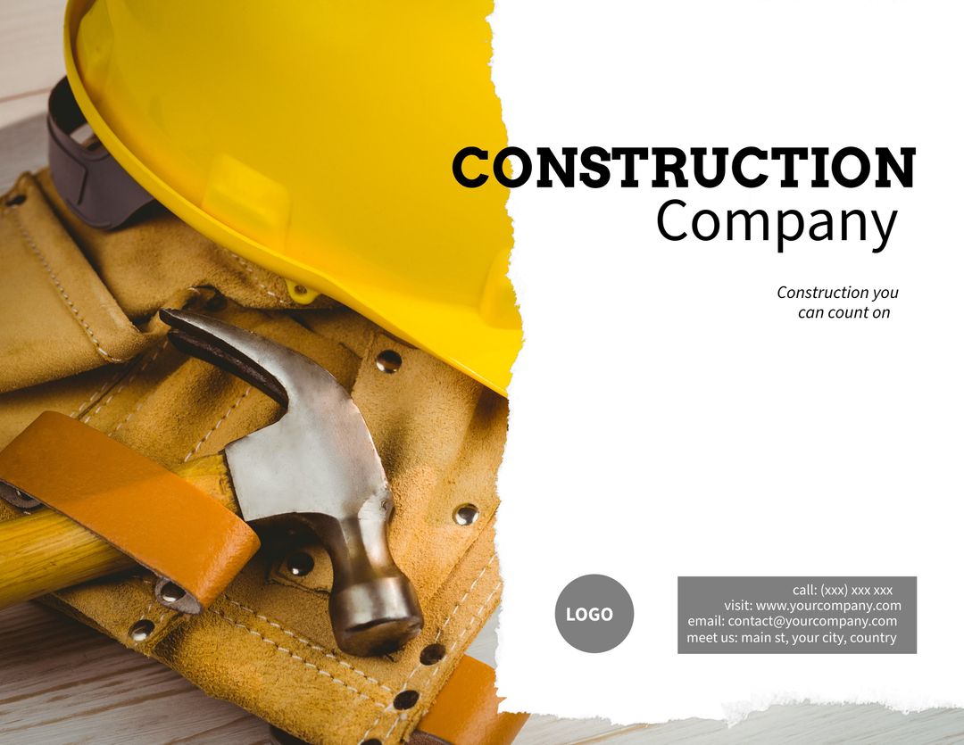 Professional Construction Company Service Advertisement with Tools and Hard Hat - Download Free Stock Templates Pikwizard.com