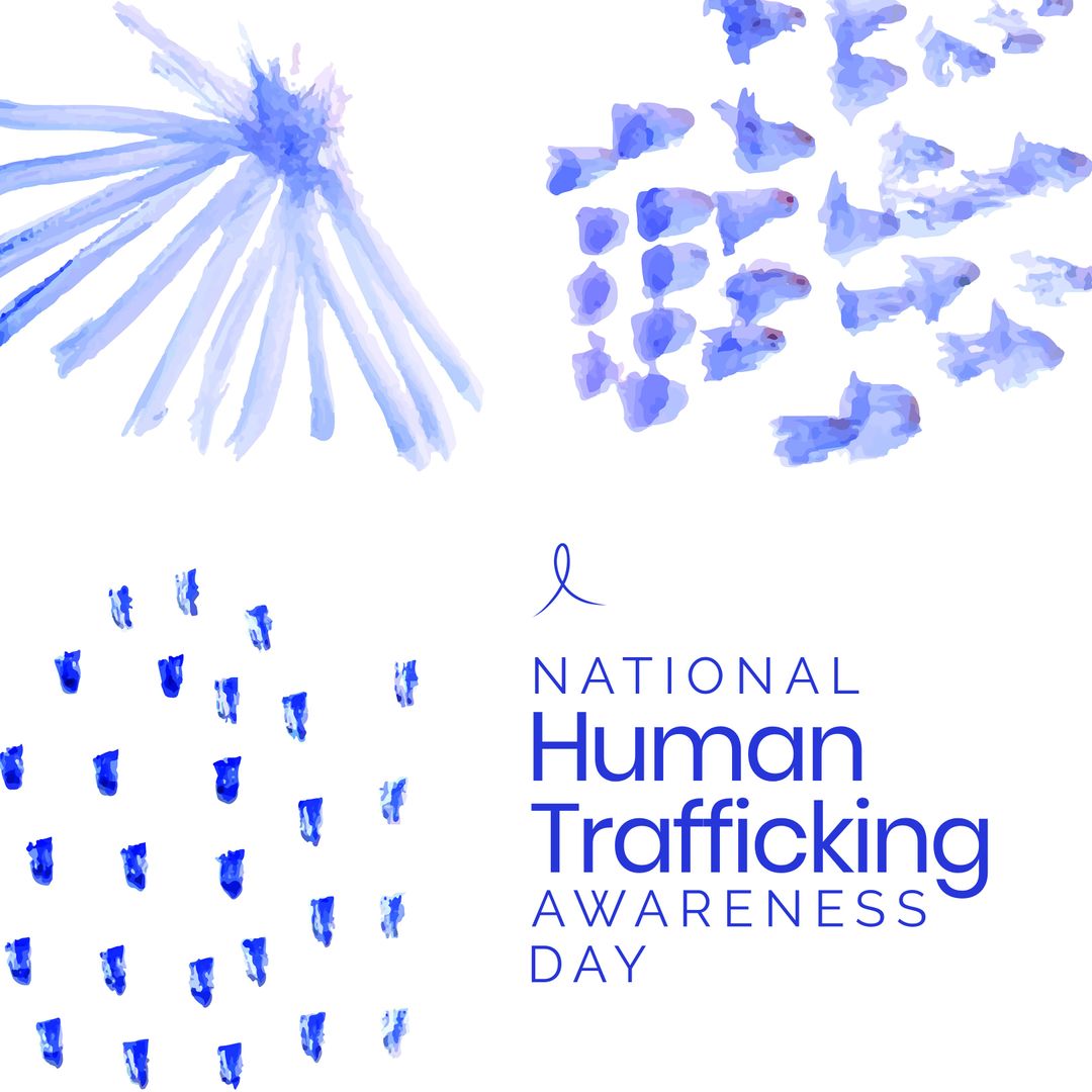 Blue Abstract Patterns With National Human Trafficking Awareness Day Text - Download Free Stock Templates Pikwizard.com