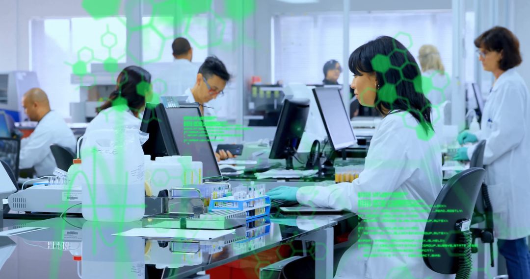 Scientists Analyzing Data in Modern Research Laboratory