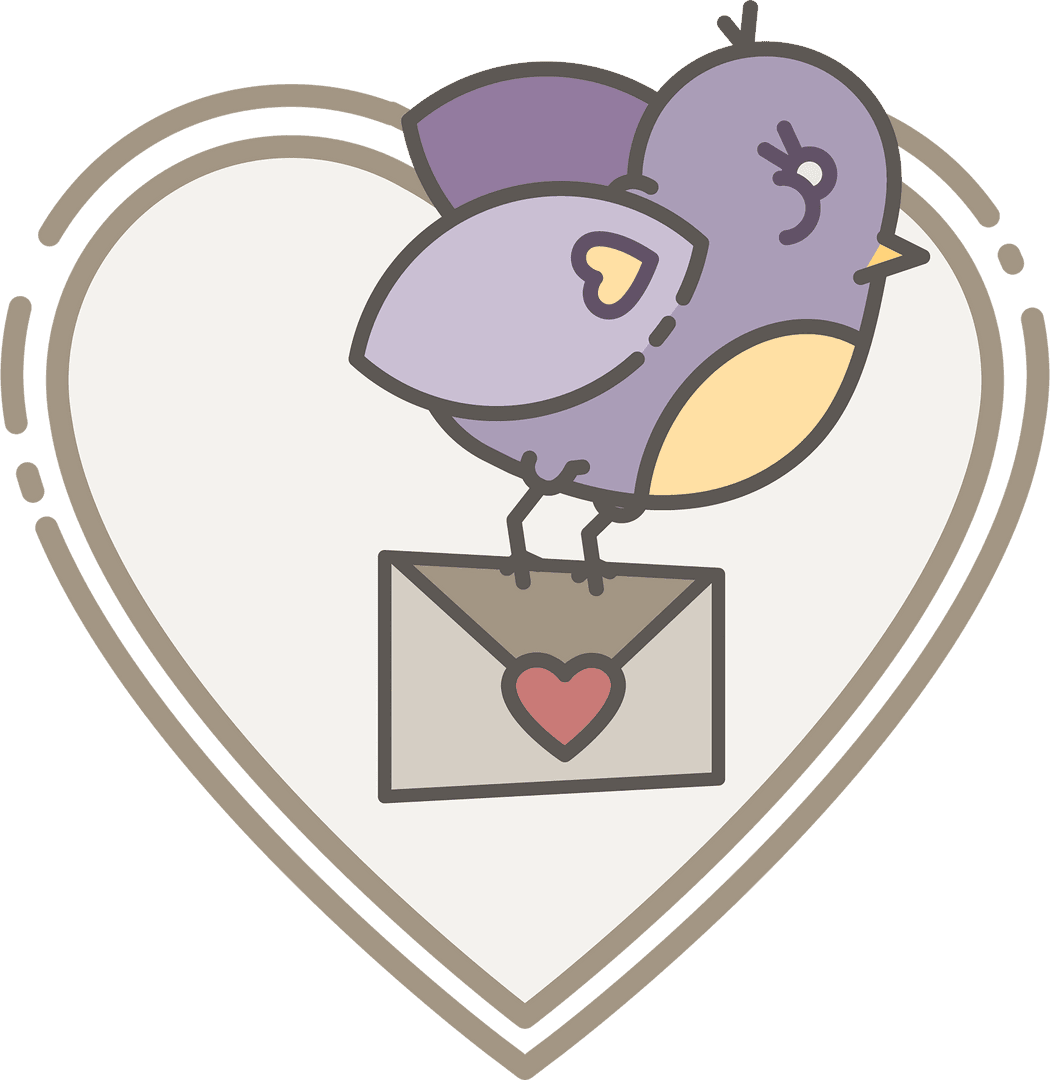 Valentine's Day Illustration Bird Holding Love Letter on Transparent Background