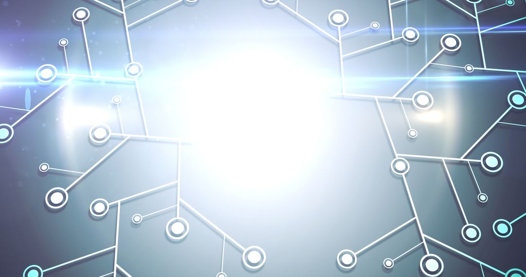 Glowing Digital Network Connections with White Nodes