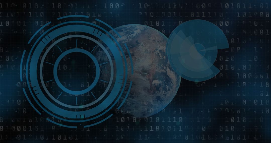 Futuristic Digital Technology with Globe and Binary Code