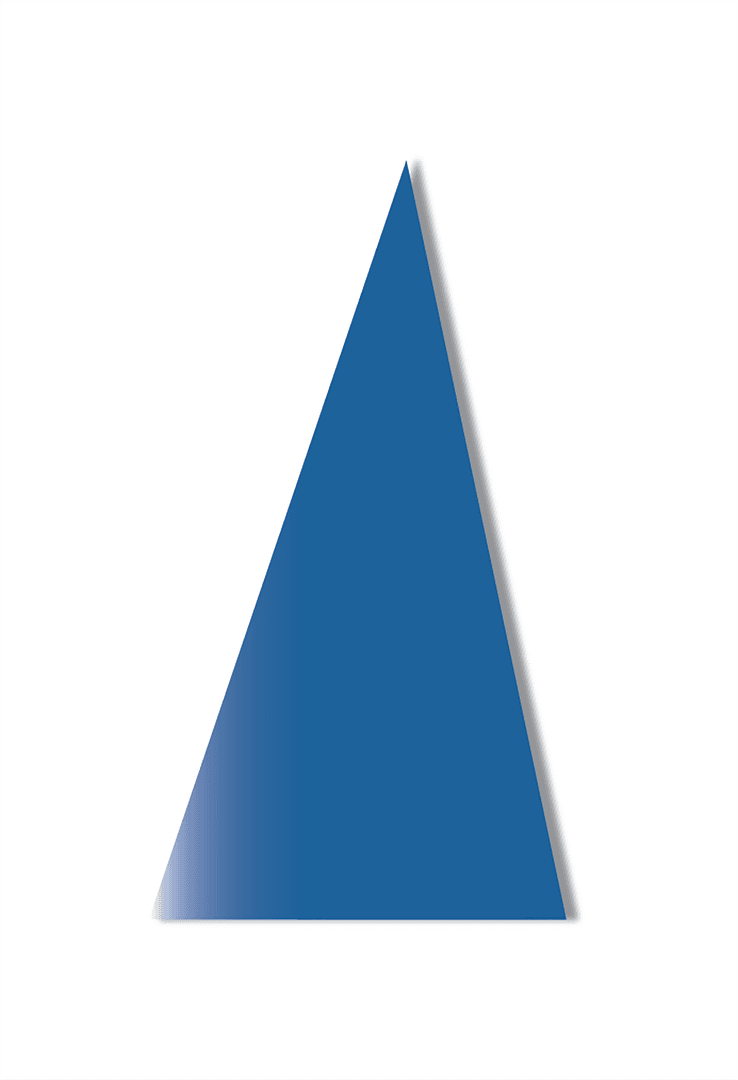 Blue Triangle on Transparent Background with Subtle Shadow