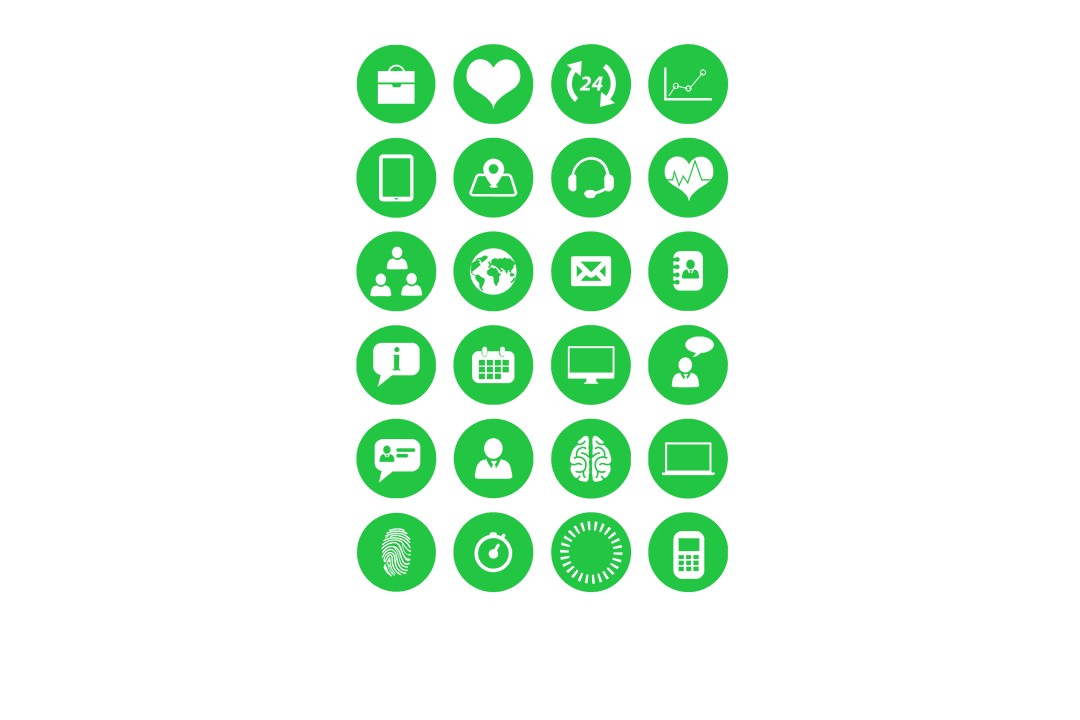 Green Digital Icons on Transparent Background for Tech Design