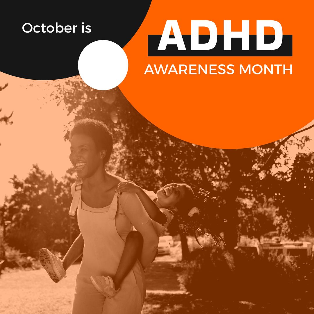 ADHD Awareness Month with Happy Mother and Daughter Outdoors