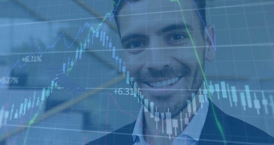 Businessman Analyzing Financial Market Data with Digital Interface