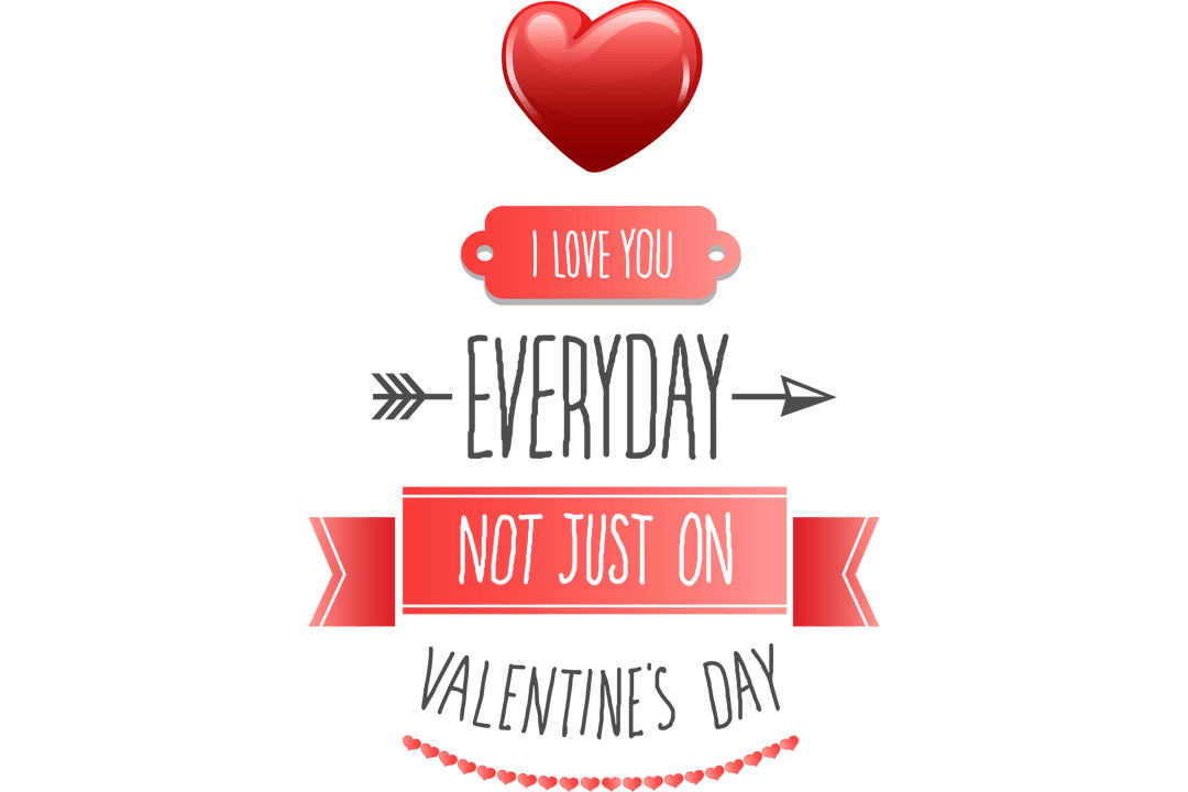Valentine's Day Greetings Illustration with Romantic Heart Style on Transparent Background