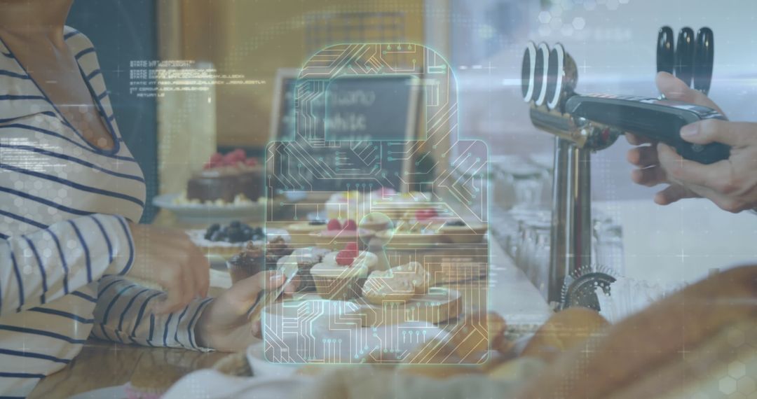 Digital Payment Security Concept in Modern Bakery
