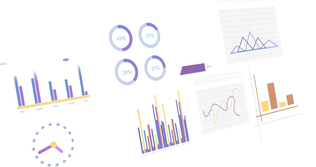 Diverse Data Visualization Techniques on White Background