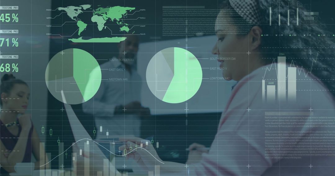 Team Analyzing Financial Data and Digitally Projected Metrics