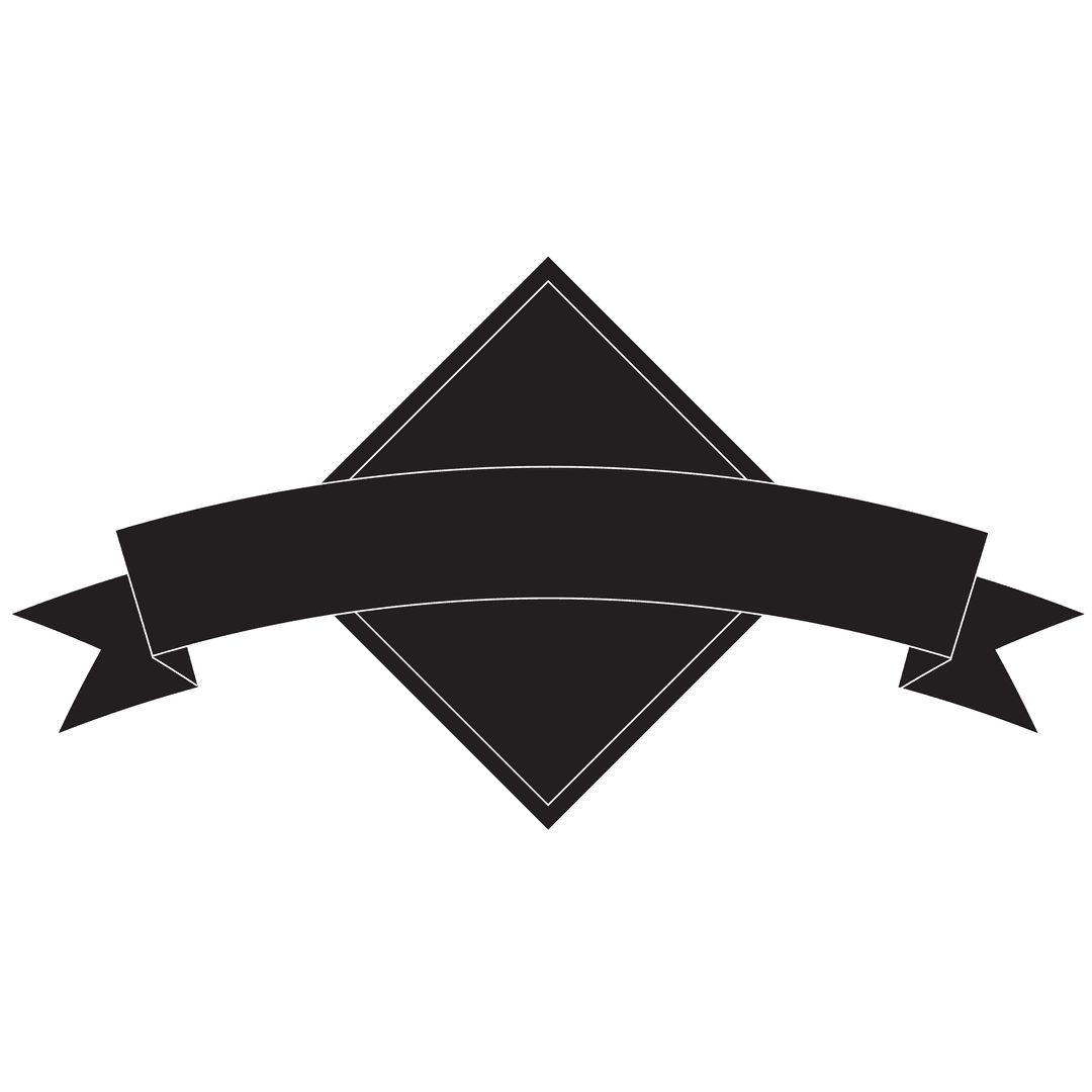Black Badge with Ribbon on Transparent Background