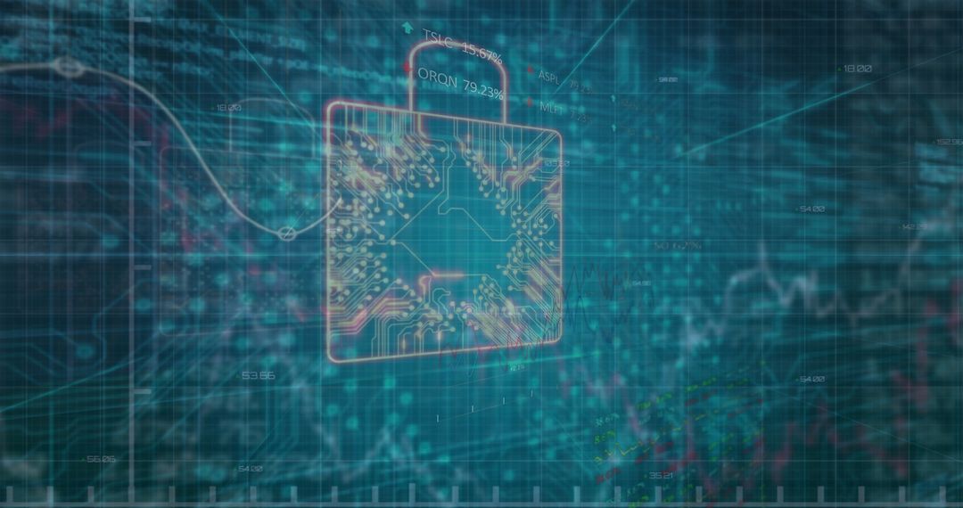 Futuristic Circuit Padlock Representing Cybersecurity Measures