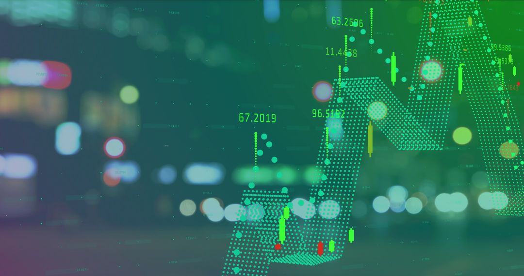 Digital Analytics Overlay on Urban Highway Lights