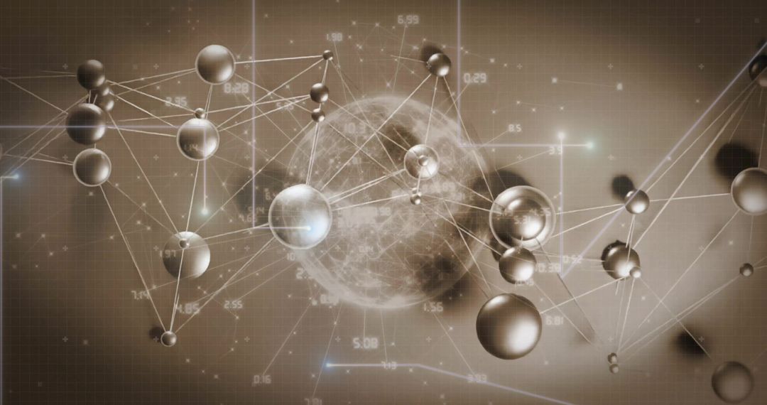 Futuristic Data Network Sphere Visualization in Space Scape