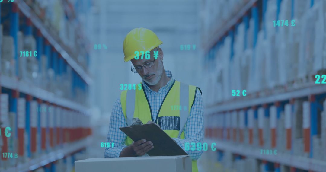 Warehouse Supervisor Analyzing Digital Data Display