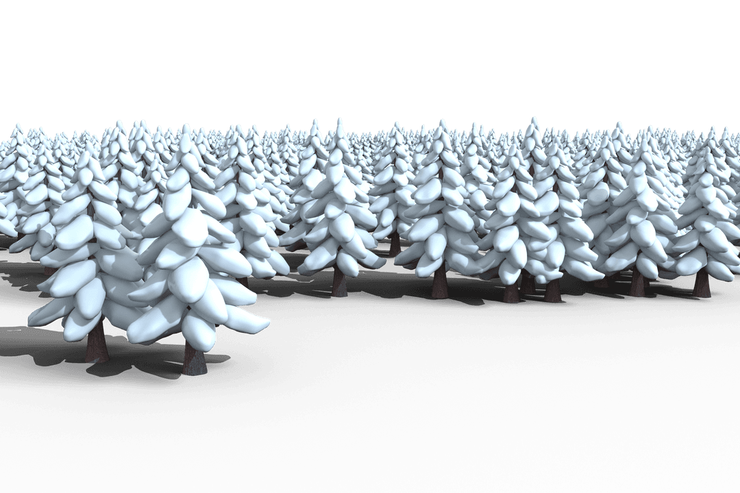 Winter Fir Tree Silhouette Illustration on Transparent Background i