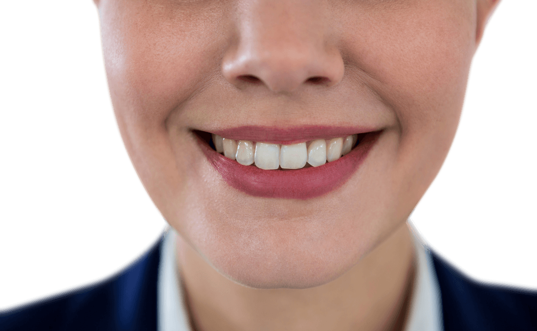 Close-up of Transparent Smiling Businesswoman With Clean Teeth