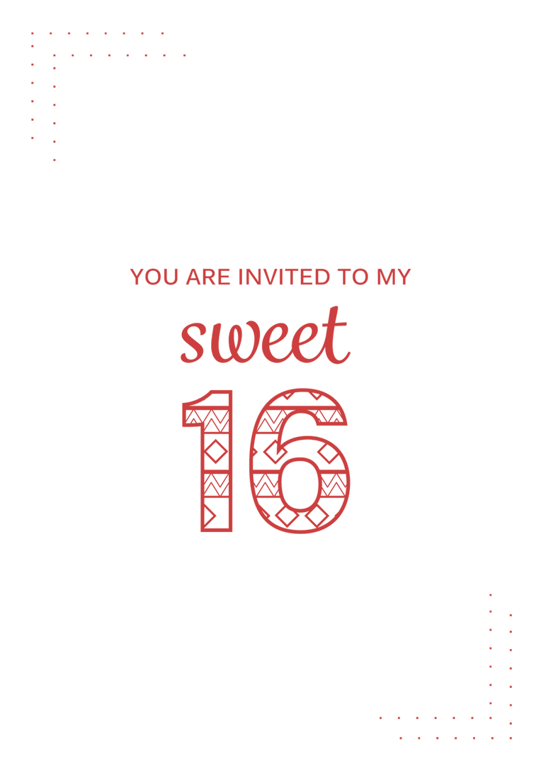 Sweet 16 Birthday Invitation with Red Text on Transparent Background - Download Free Stock Images Pikwizard.com