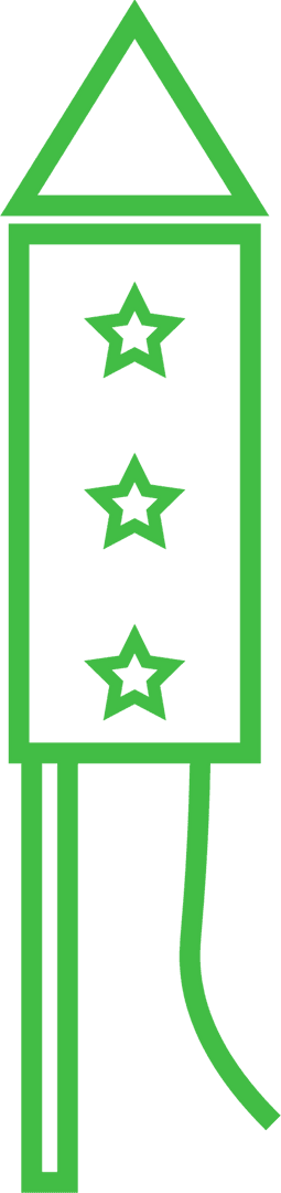 Green Firework Icon with Stars on Transparent Background for Celebrations