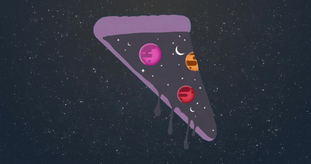 Surreal Cosmic Pizza Slice Floating Through Galaxy