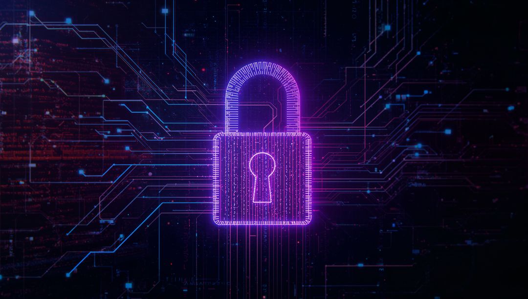 Glowing Padlock on Futuristic Digital Nexus Background