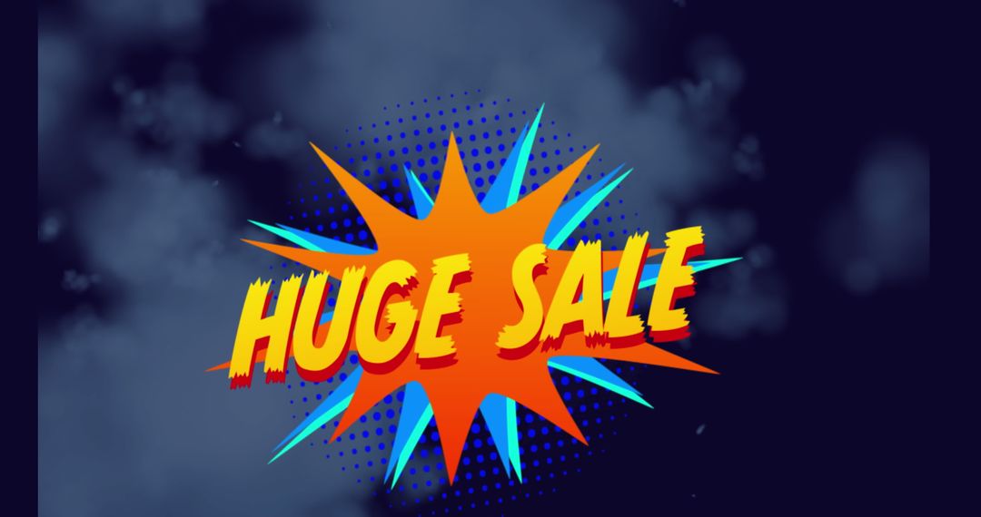 Dynamic Orange Sale Burst on Dark Cloudy Background