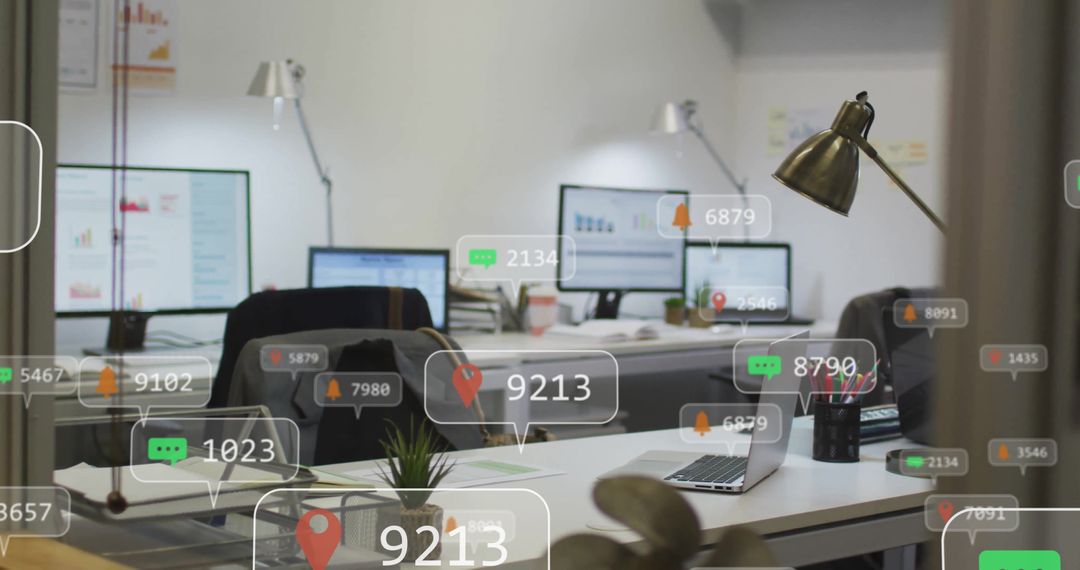 Modern Office Workspace with Social Media Notifications Concept