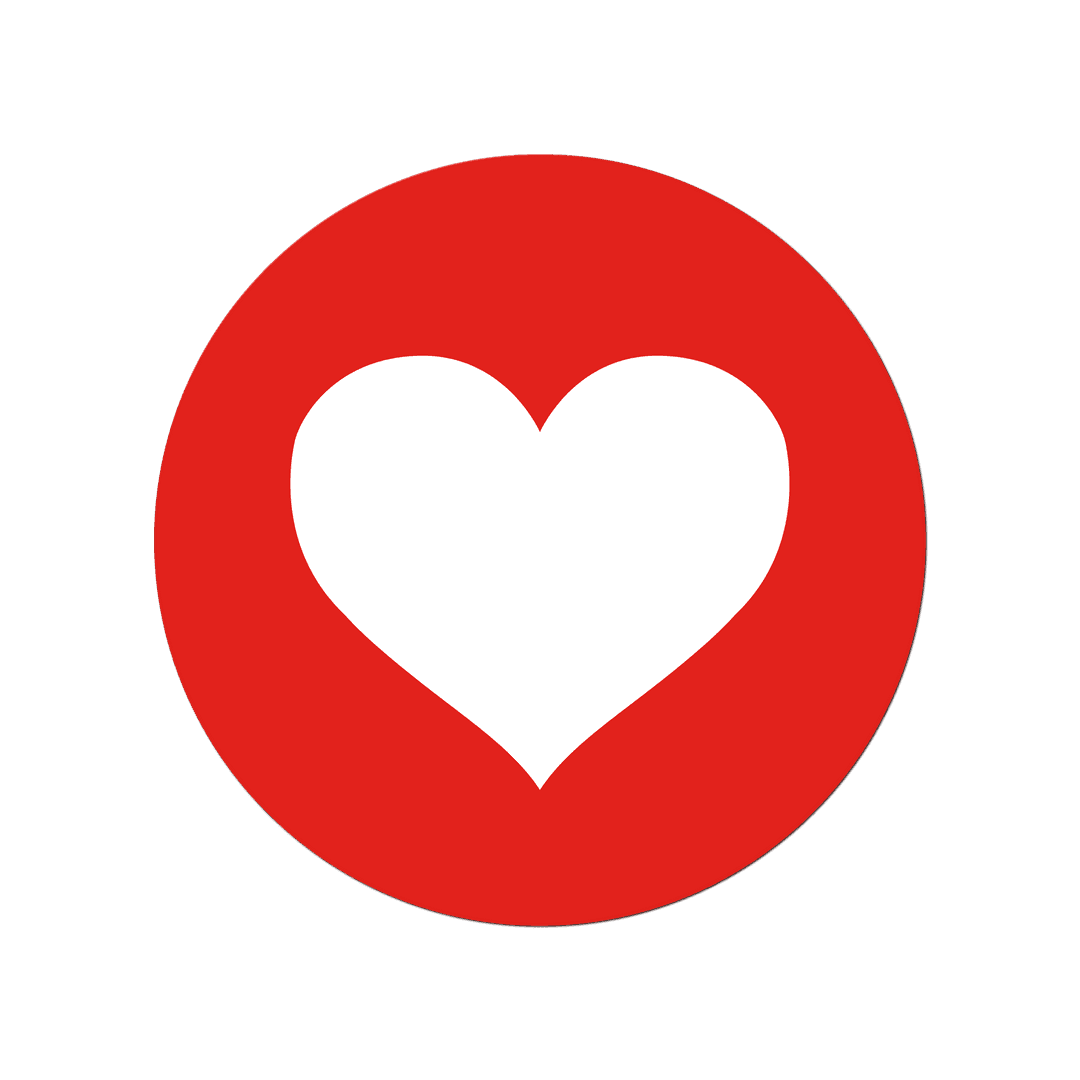 Transparent Badge with Red Circle and White Heart Icon Design