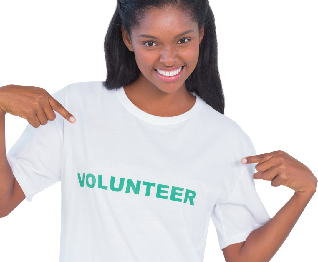 Smiling Young Female Volunteer Wearing Transparent White T-shirt - Download Free Stock Images Pikwizard.com