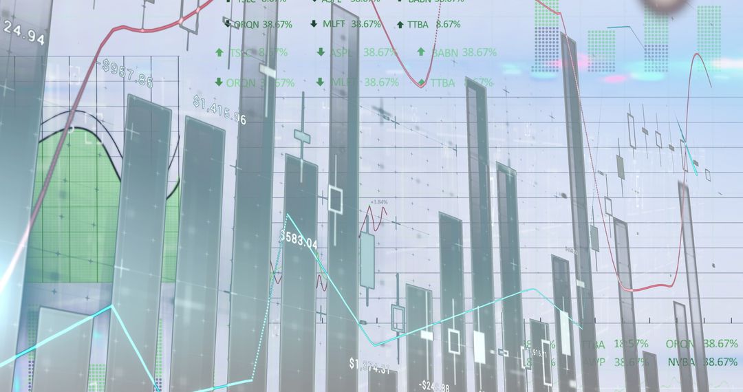 Innovative Digital Interface with Financial Graphs Over Cityscape